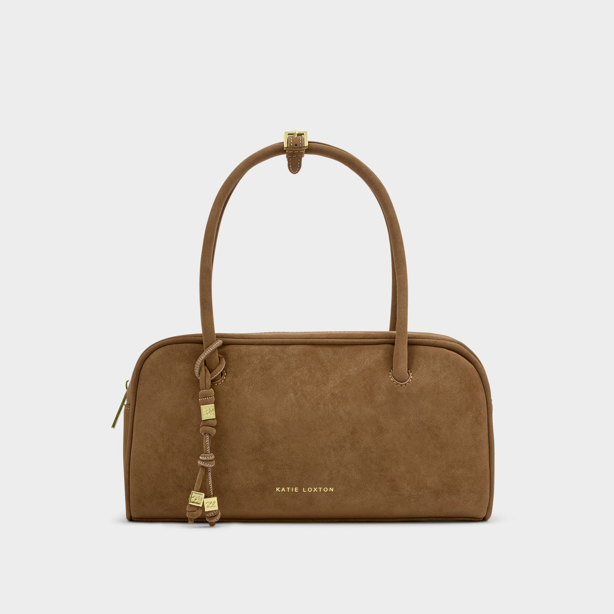 HADLEY BOWLING BAG | Caramel Suedette | 5 3/4" x 11 13/16" x 3 1/8"